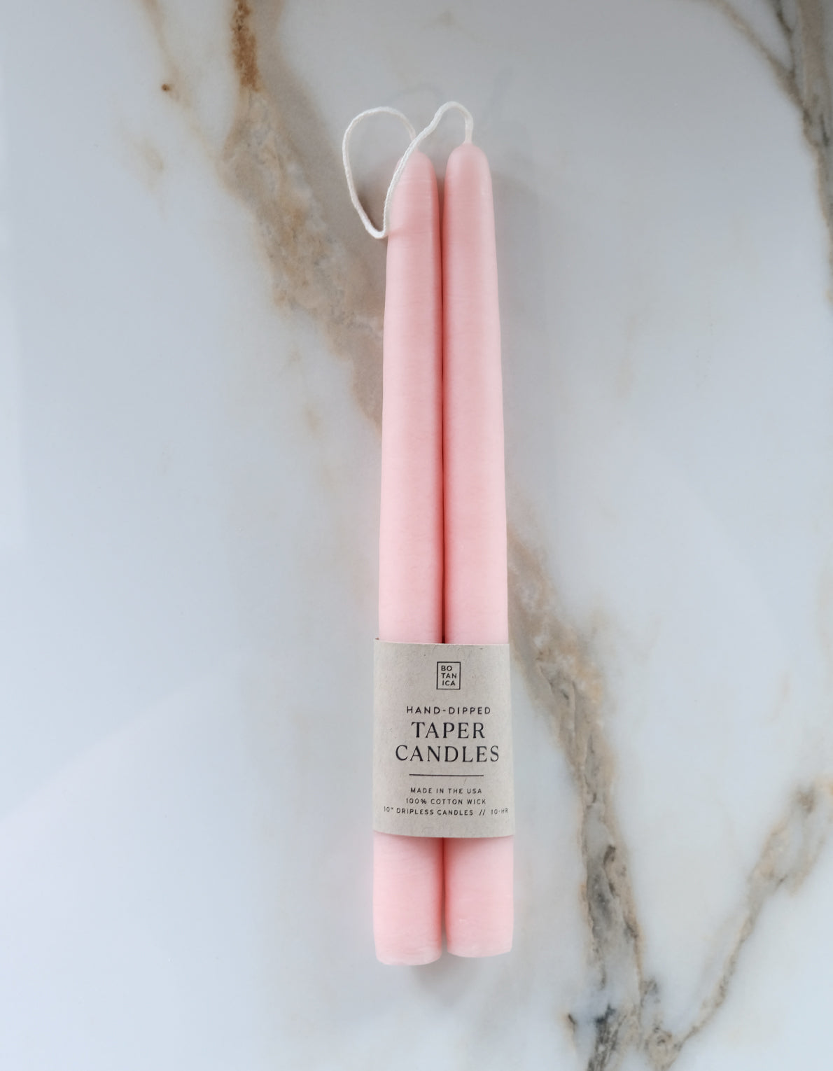 10" Hand-Dipped Taper Candle Pair | Rose Quartz