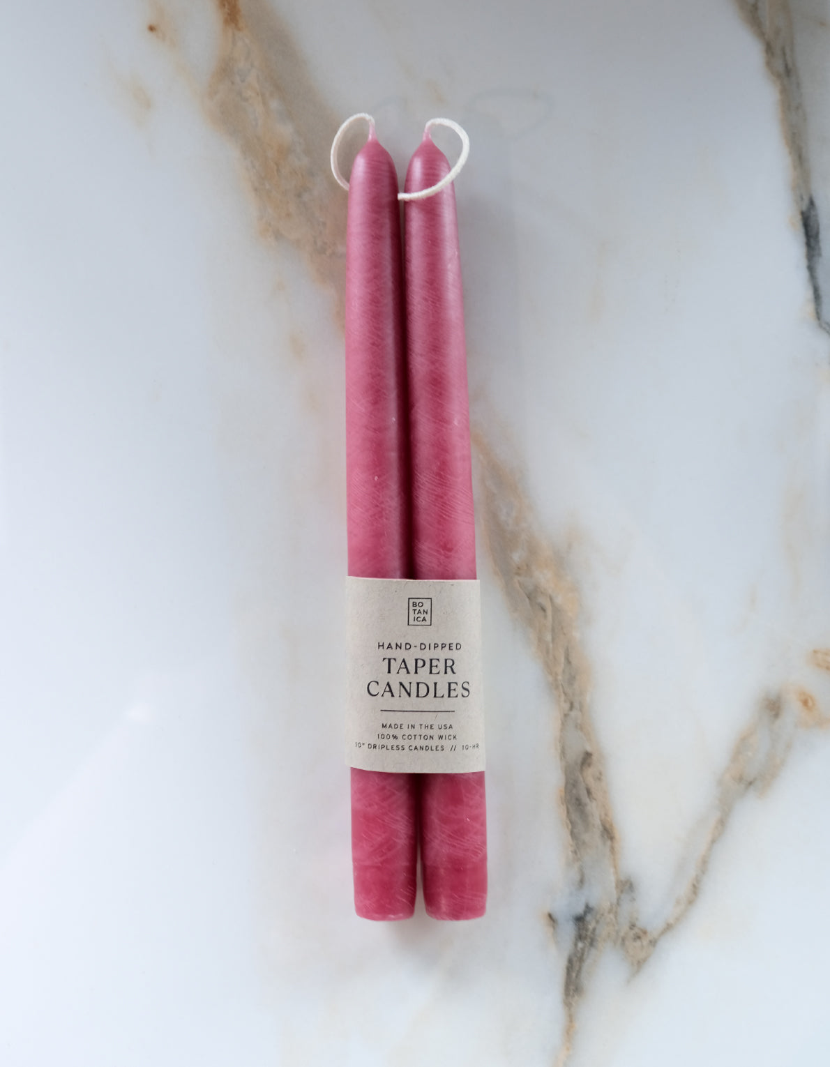 10" Hand-Dipped Taper Candle Pair | Berry