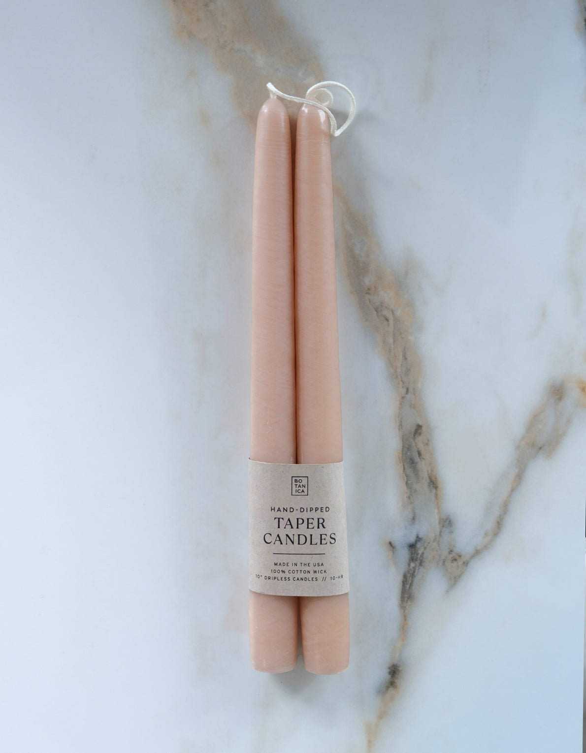 10" Hand-Dipped Taper Candle Pair | Nude