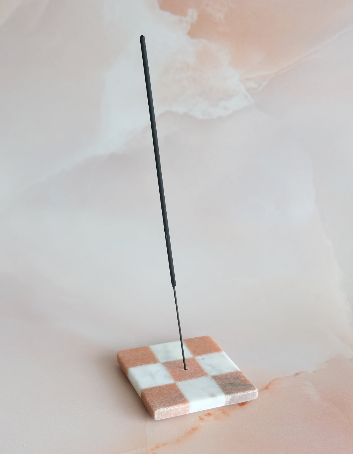 Marble Incense Holder | Pink & White Check