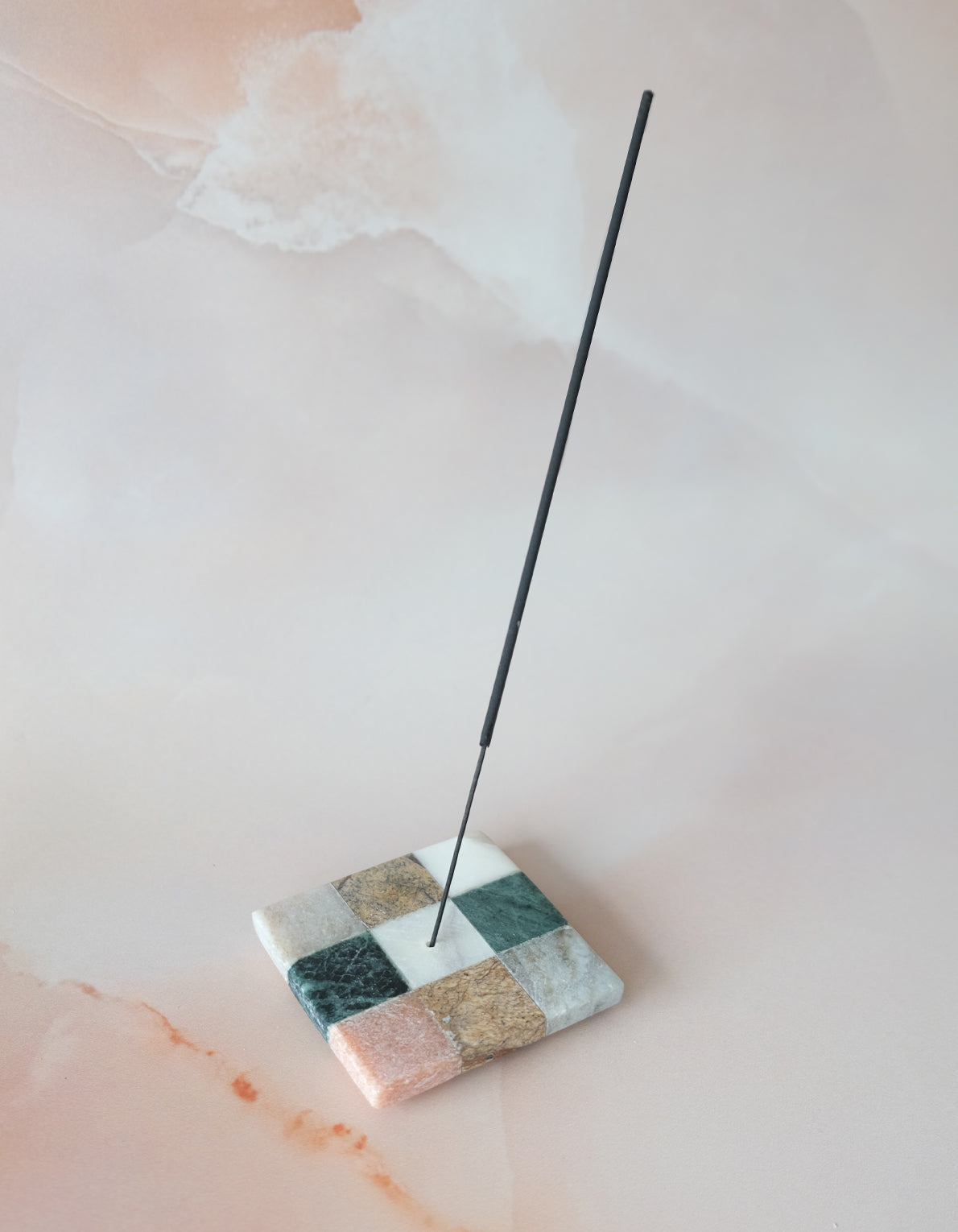 Marble Incense Holder | Rainbow Check