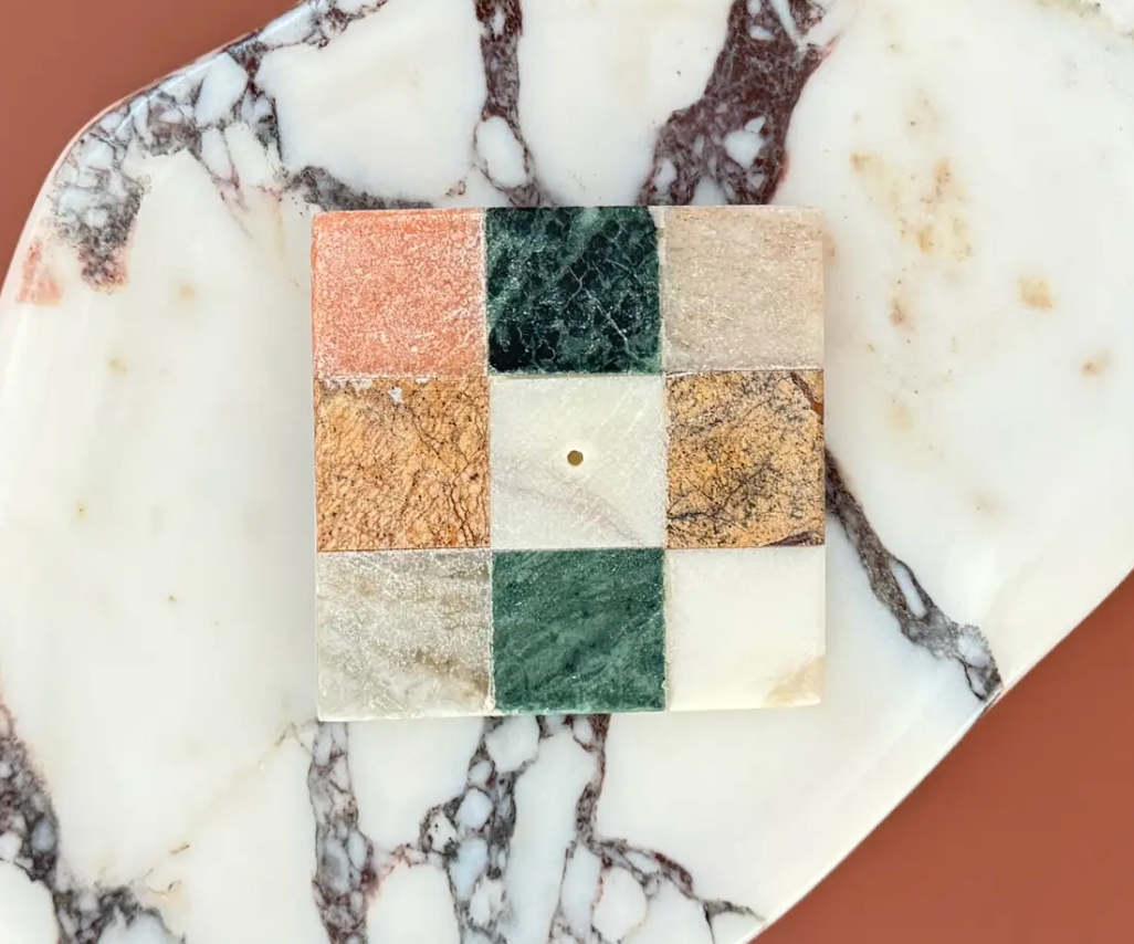 Marble Incense Holder | Rainbow Check