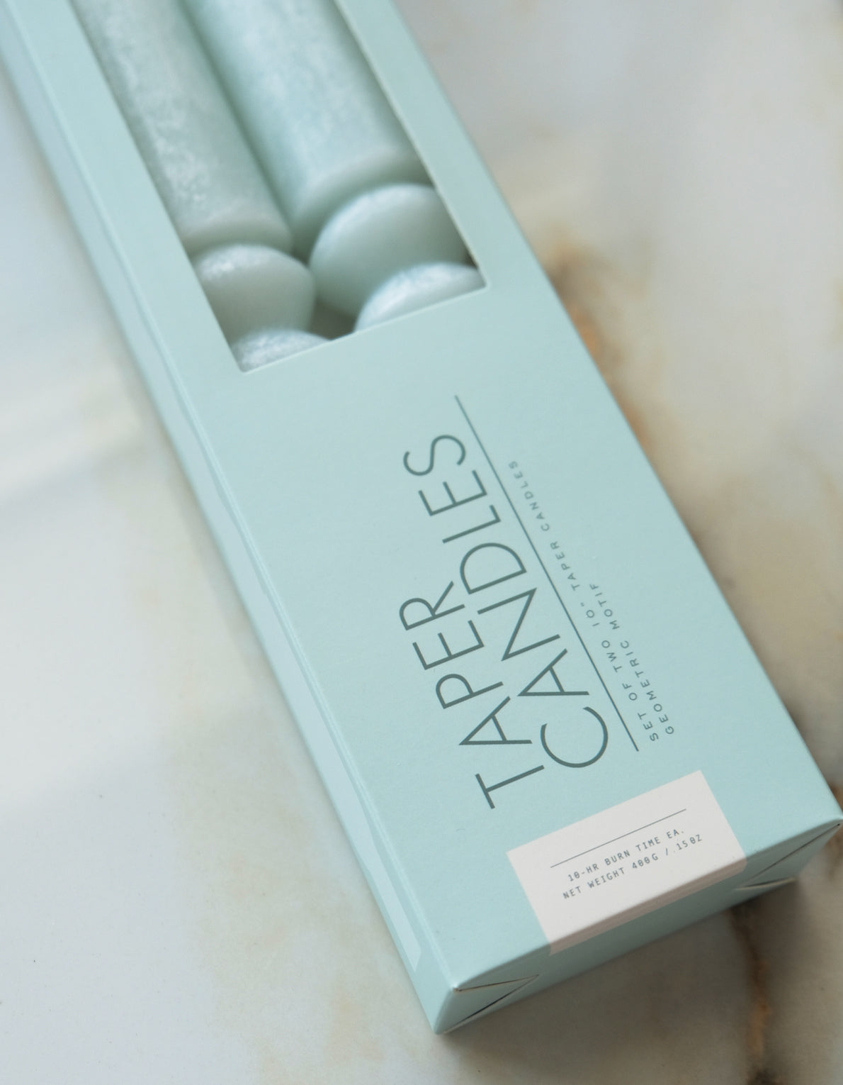 Geometric Taper Candles | Ice Blue