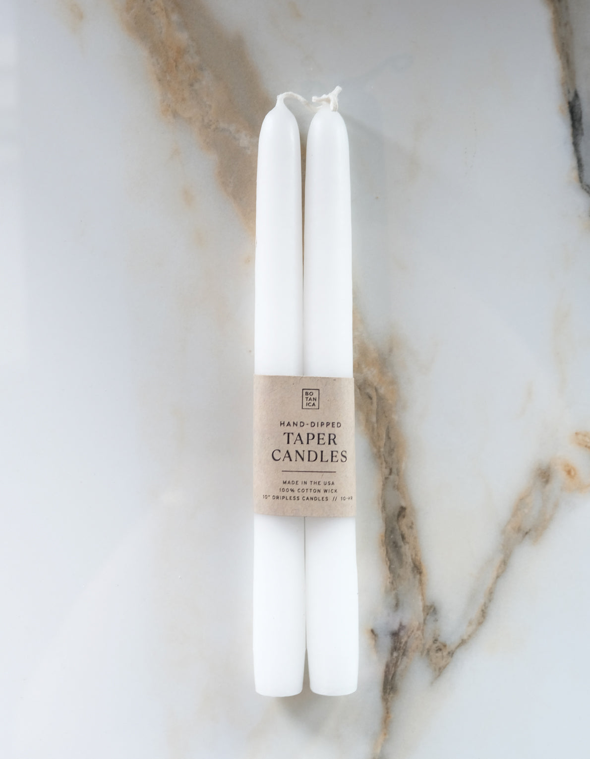 10" Hand-Dipped Taper Candle Pair | Pure White