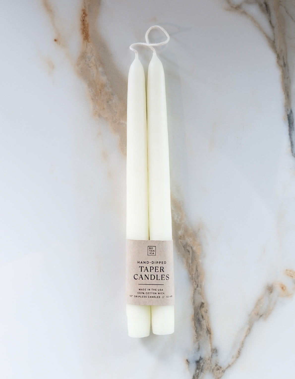 10" Hand-Dipped Taper Candle Pair | Natural White