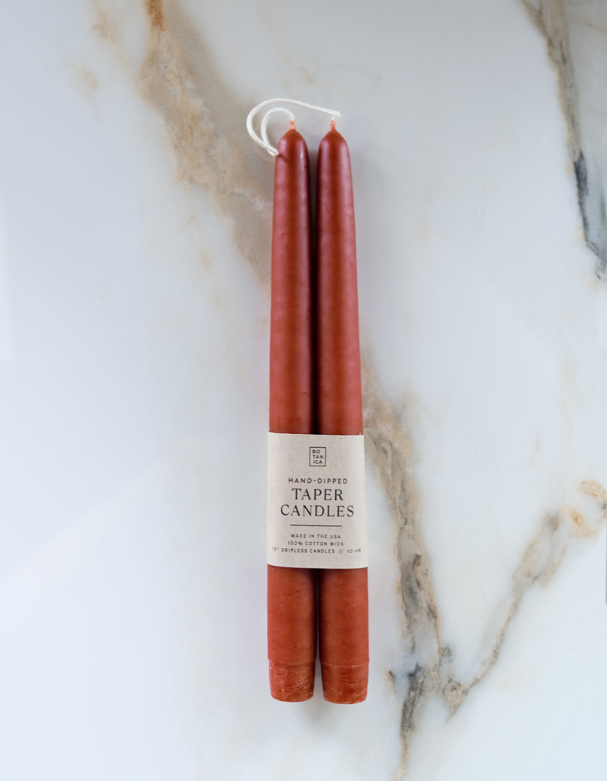 10" Hand-Dipped Taper Candle Pair | Persimmon