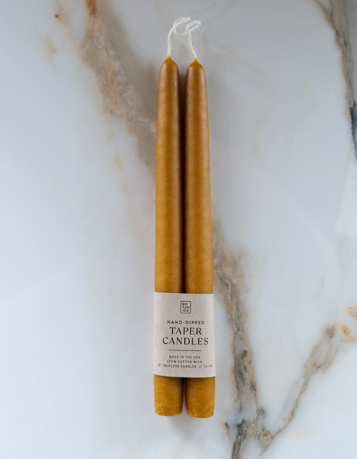 10" Hand-Dipped Taper Candle Pair | Ochre