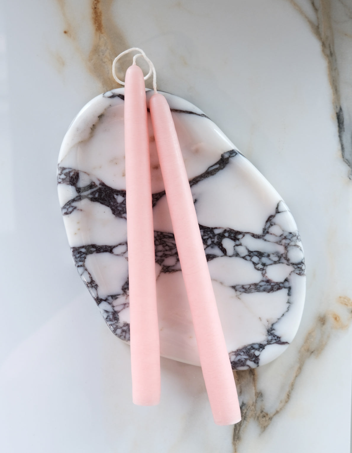 10" Hand-Dipped Taper Candle Pair | Rose Quartz
